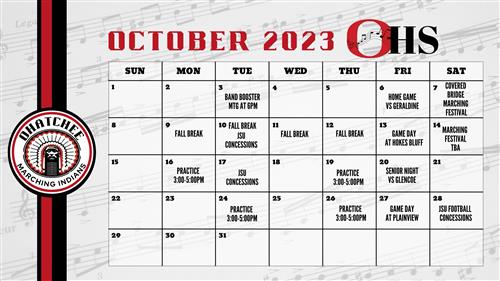 October Band Calendar